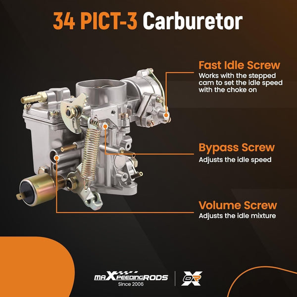 MXPR 34PICT-3 Carburetor Beetle Thing Karmann Ghia Transporter Squareback 1.6