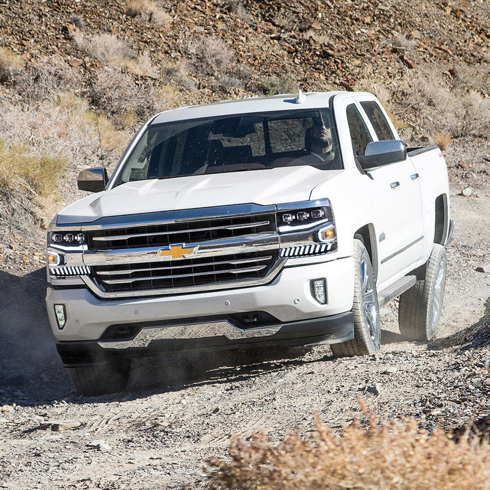 VLAND EU Pair Chevrolet Silverado 1500 16-18 LED DRL Seq Lightbar Headlights LHD