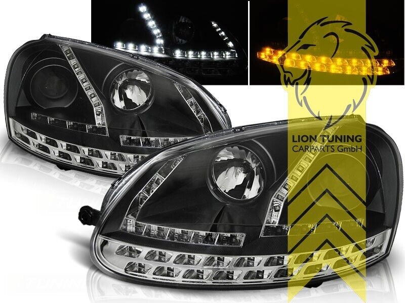 LT LED DRL Lightbar Headlights VW Golf 5 1K1 1K5 03-09 sedan variant black LHD