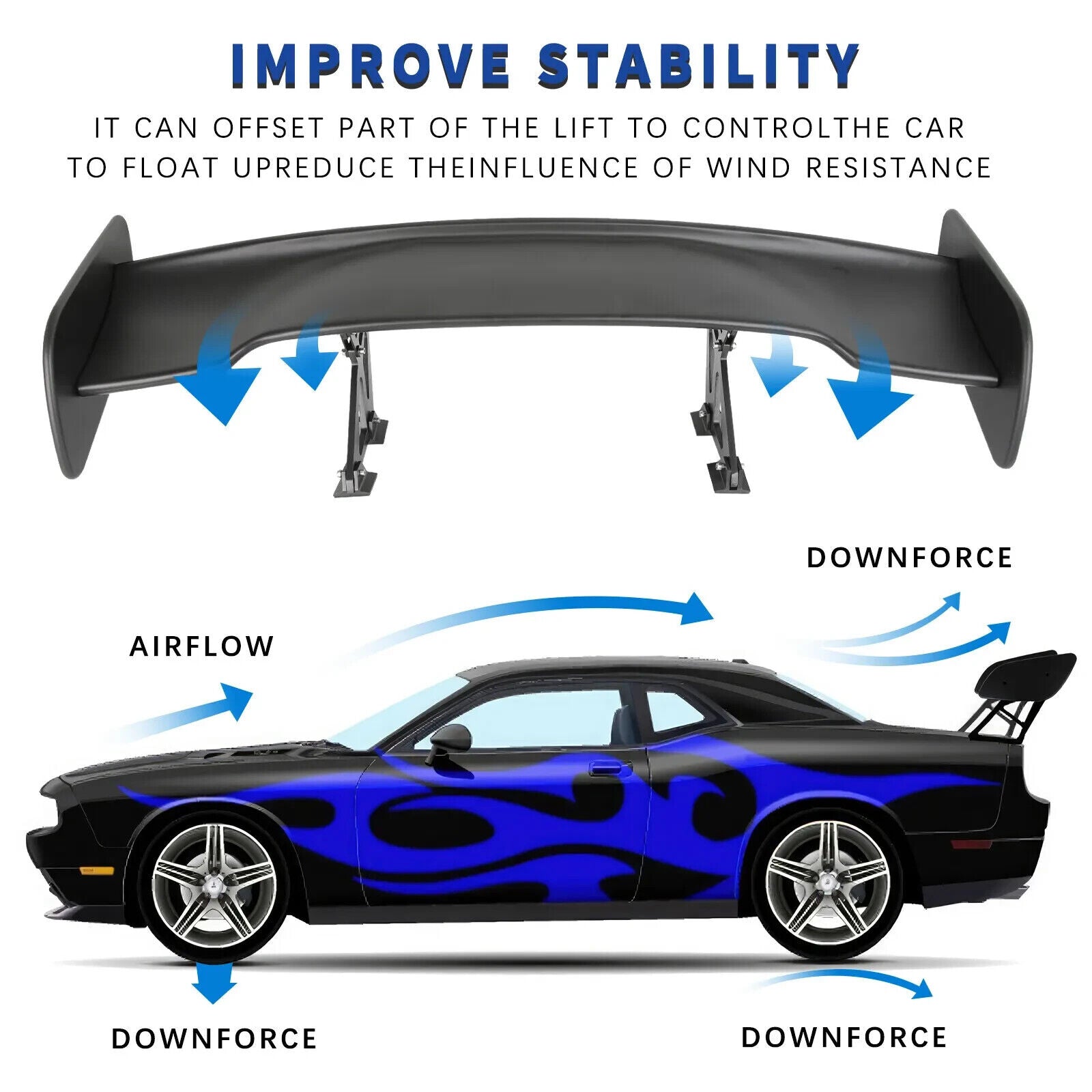 Universal 911 987 Cayman GT3 GT4 47" Rear Trunk GT Spoiler Tail Wing ABS Matte