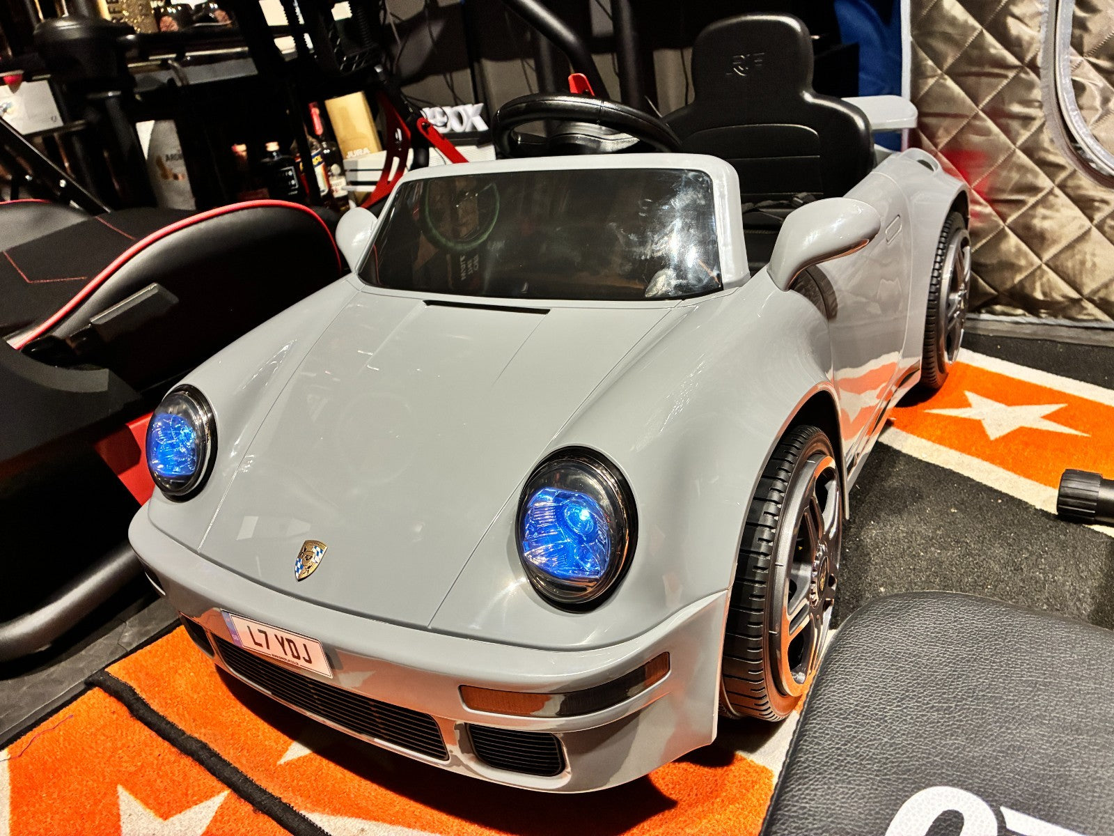 Kids Grey Porsche 911 Ride On Car Licensed RUF CTR 12v Battery Remote BT Stereo Children's Ride-On Car