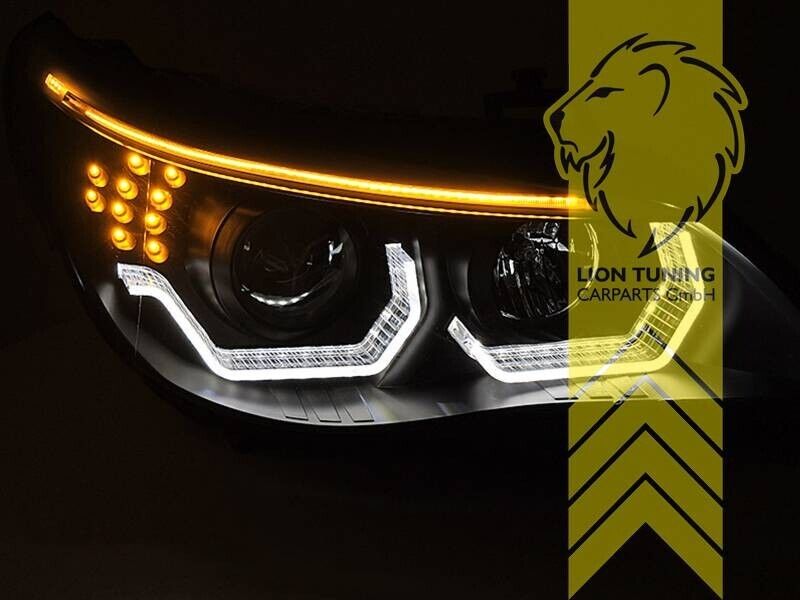 LT LED DRL Halo Lightbar Headlights BMW E60 Sedan E61 Touring black 03-07 LHD