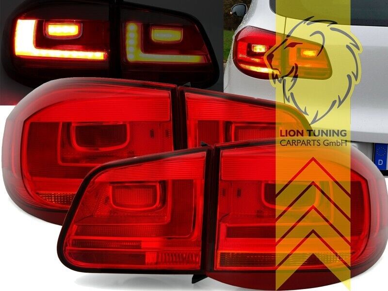 LT Pair LED Lightbar Rear Lights Tail VW Tiguan 5N 07-11 red clear LHD