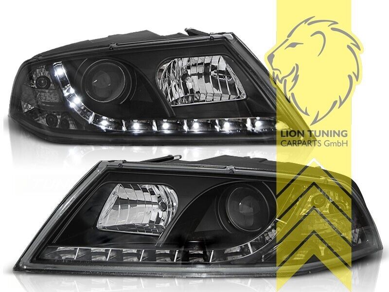 LT Pair LED DRL Lightbar Headlights Skoda Octavia 2 MK2 1Z black XENON LHD