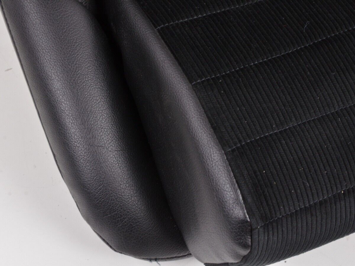 FK Pair Classic 3 Retro Kit Car Bucket Sports Seats with Headrest - Black Synthetic Leather + Ribbed Cord Textile + slides