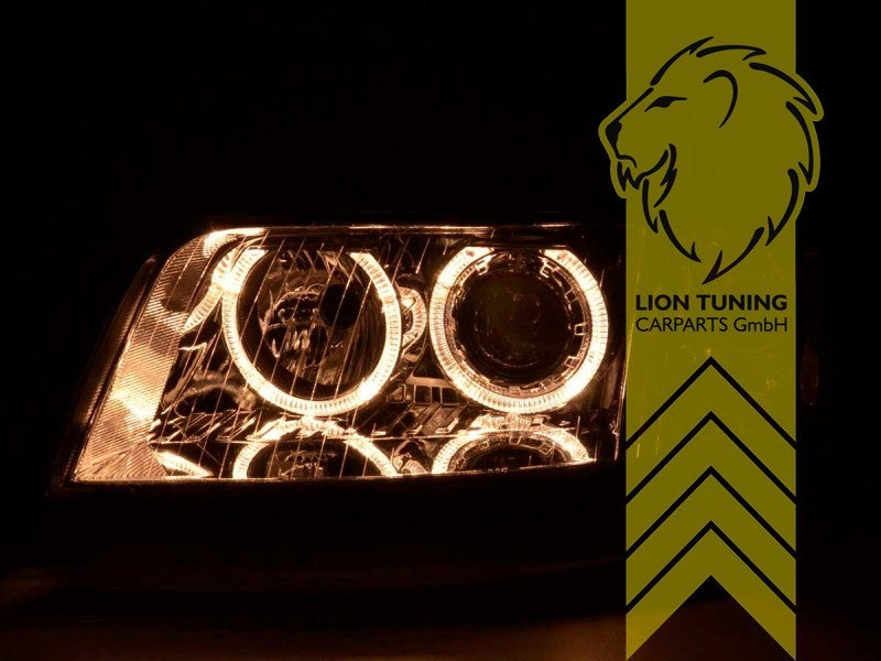 LT Pair LED DRL Halo Headlights Audi A6 C5 4B 99-01 Sedan Avant black