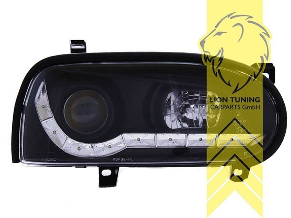 LT Pair LED DRL Headlights VW Golf 3 MK3 91-99 Limo Variant Cabrio black LHD