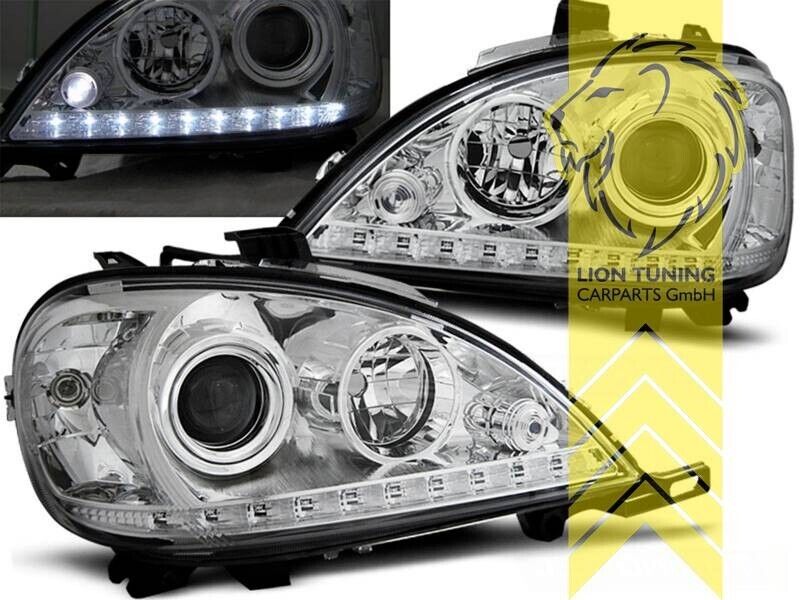 LT LED DRL Lightbar Halo Headlights Mercedes W163 ML M-Class Chrome 98-01 LHD