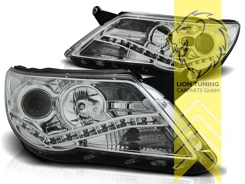 LT Pair LED Lightbar DRL Lightbar Headlights VW Tiguan chrome 07-11 H7 / H1 LHD