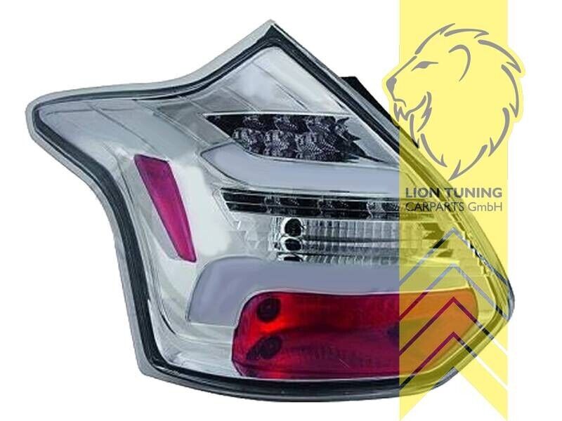 LT Pair LED Lightbar Rear lights Tail Ford Focus 3 MK3 11-14 white chrome LHD