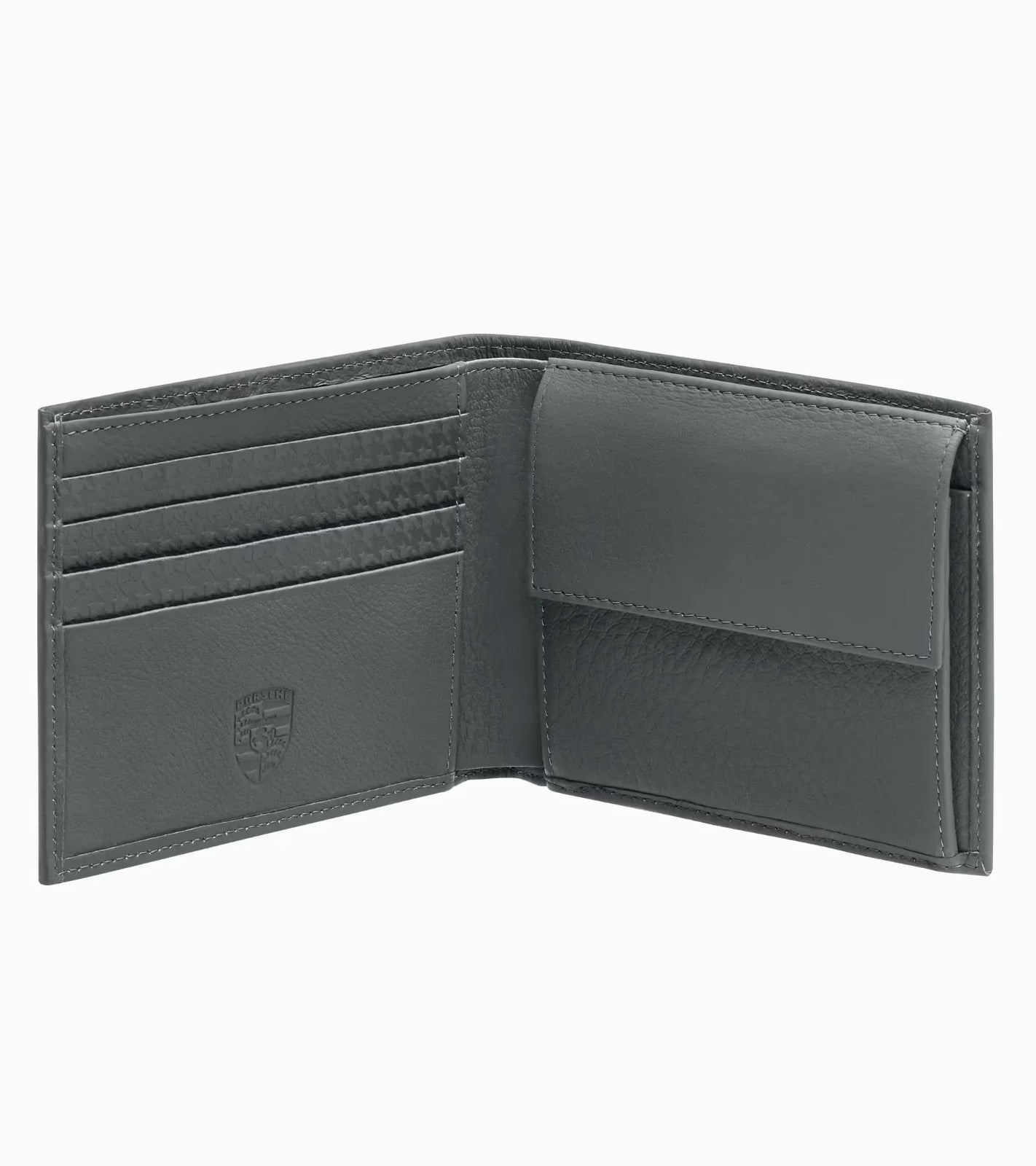 Genuine Porsche Wallet– Heritage grey premium cowhide embossed textile stripe