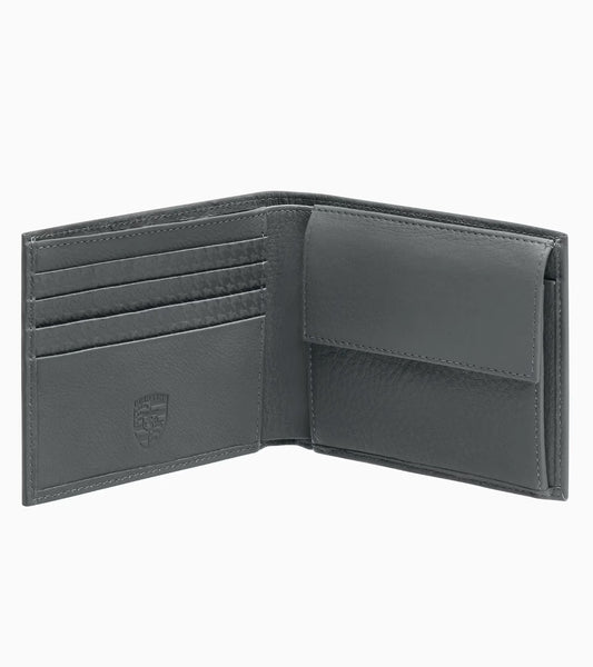 Genuine Porsche Wallet– Heritage grey premium cowhide embossed textile stripe