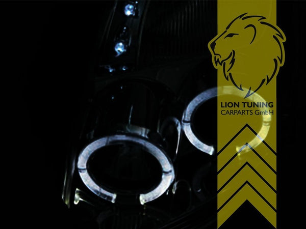 LT Pair LED DRL Lightbar Halo Ring Headlights Toyota Yaris 1 P9 05-09 chrome LHD