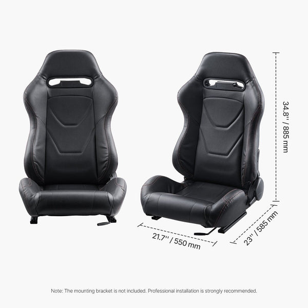 VVR Pair Black Sports Car Van Camper Universal Bucket Seats inc slides