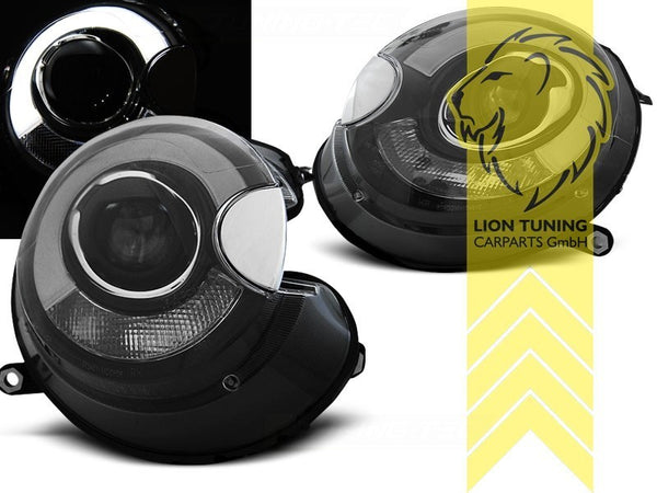 LT Pair LED DRL Lightbar Halo Ring Headlights Mini One R56 R57 LED black LHD