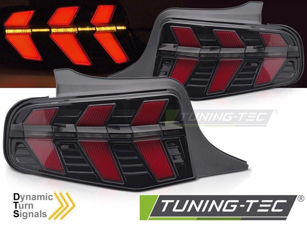 TT LED Lightbar Rear Tail Lamps FORD MUSTANG 10-13 BLACK Dynamic Welcome LHD