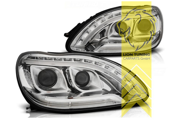 LT Halogen LED DRL Halo Headlights Mercedes W220 S-Class chrome 98-05 LHD