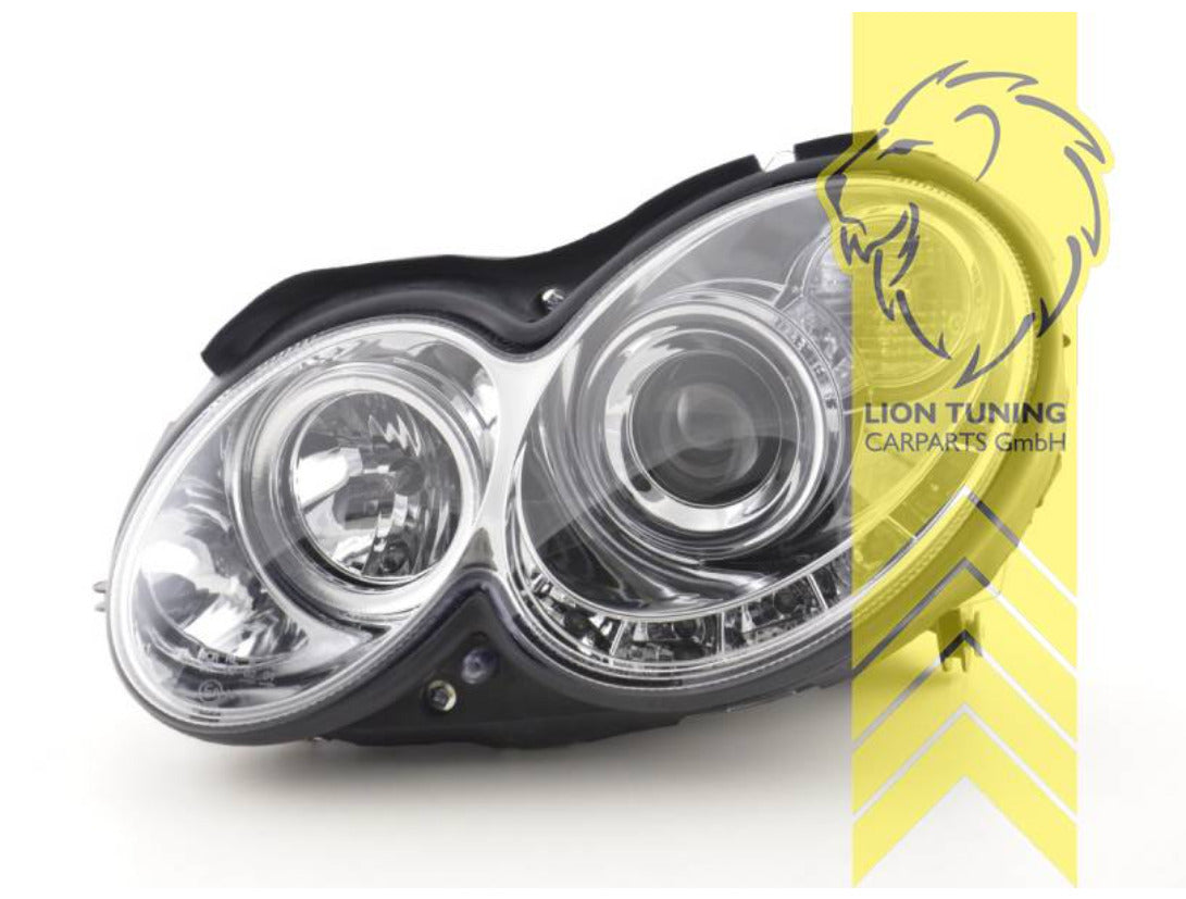 LT Pair LED DRL Lightbar HALO RING EYE Headlights CLK C209 Coupe Cab chrome LHD