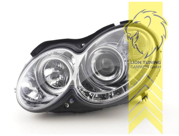 LT Pair LED DRL Lightbar HALO RING EYE Headlights CLK C209 Coupe Cab chrome LHD