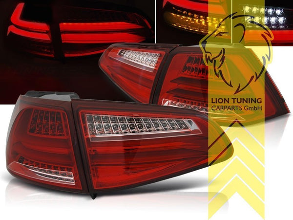 LT Pair LED DRL Lightbar REAR LIGHTS Tail VW Golf 7 5G1 BE1 12-17 red clear LHD