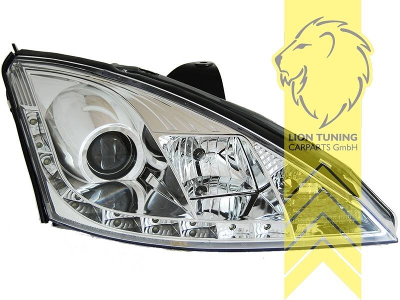 LT LED DRL Lightbar Headlights Ford Focus 1 hatchback station wagon chrome LHD