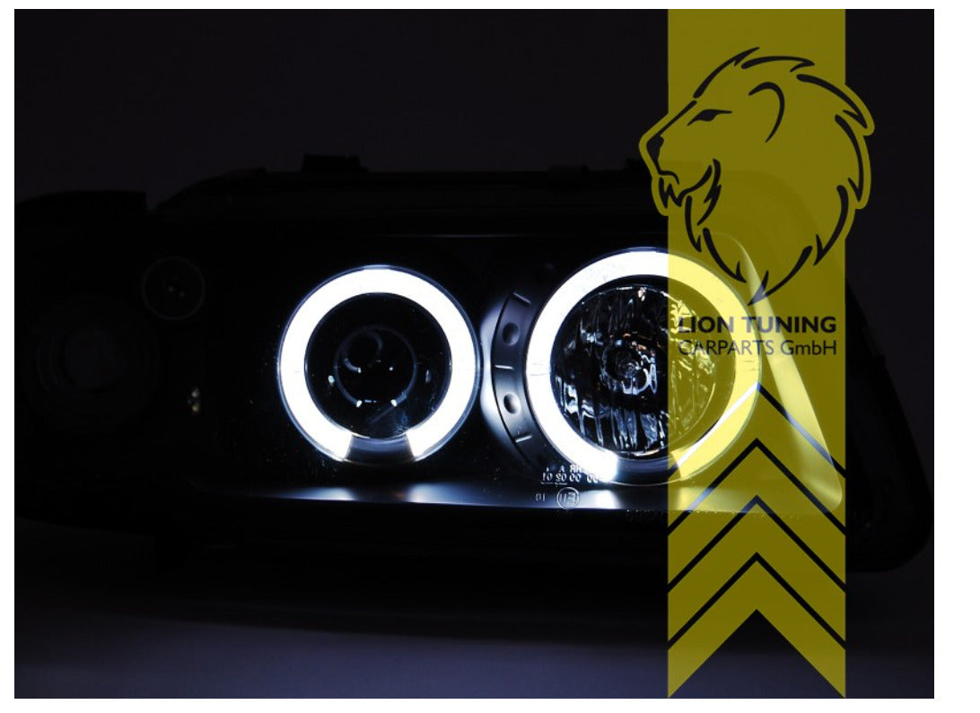 LT LED DRL Dual Angel Eye Halo Light Ring Headlights Audi A3 8L black 96-00 LHD