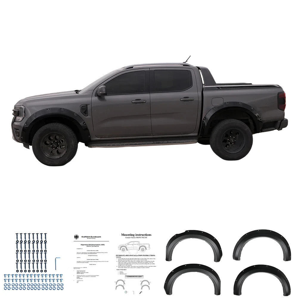 OW Fender Flares Wide Arch Kit FORD Ranger T9 2022+ ABE TUV Black ABS