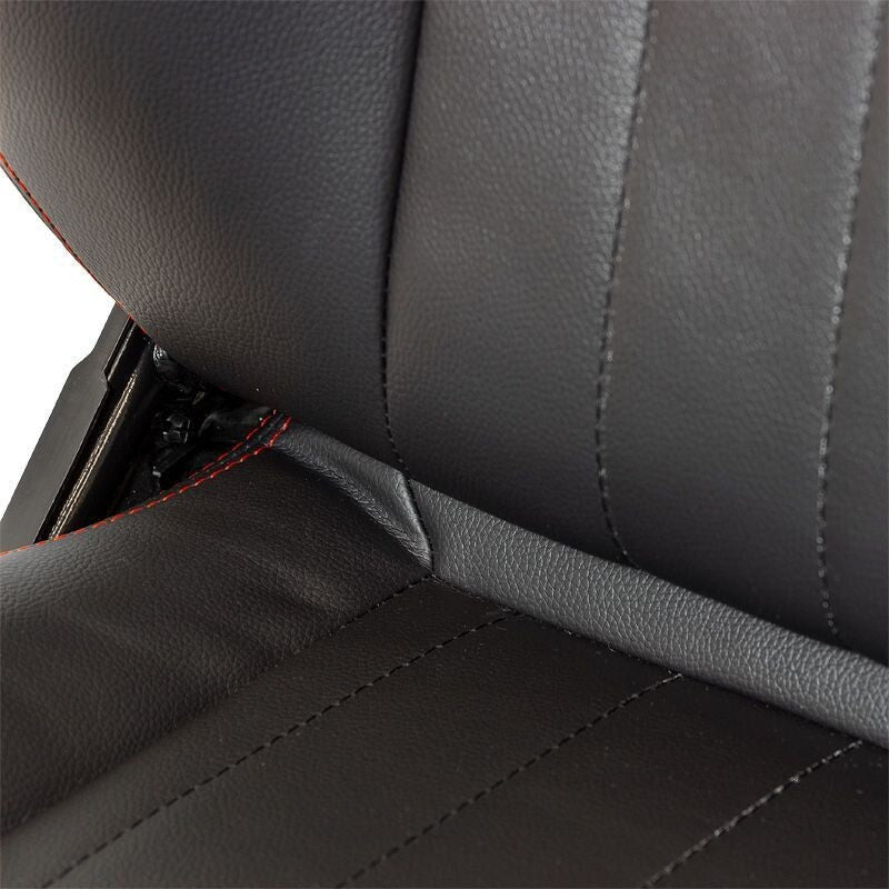 x2 Autostyle Black Classic Car Retro Kit Sports Car Bucket Seats Red Stitch