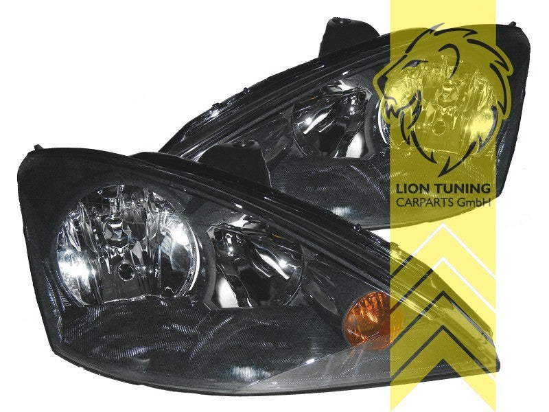 LT Pair Halogen Headlights Ford Focus 1 hatchback station wagon black 01-04 LHD