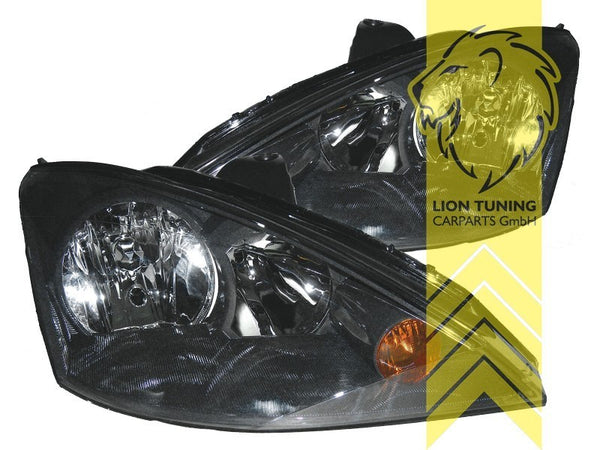 LT Pair Halogen Headlights Ford Focus 1 hatchback station wagon black 01-04 LHD