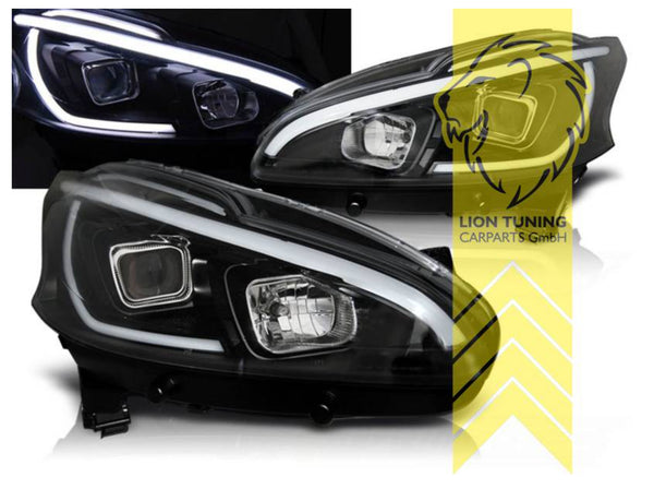 LT LED DRL Lightbar Halo Ring Headlights Peugeot 208 black LHD