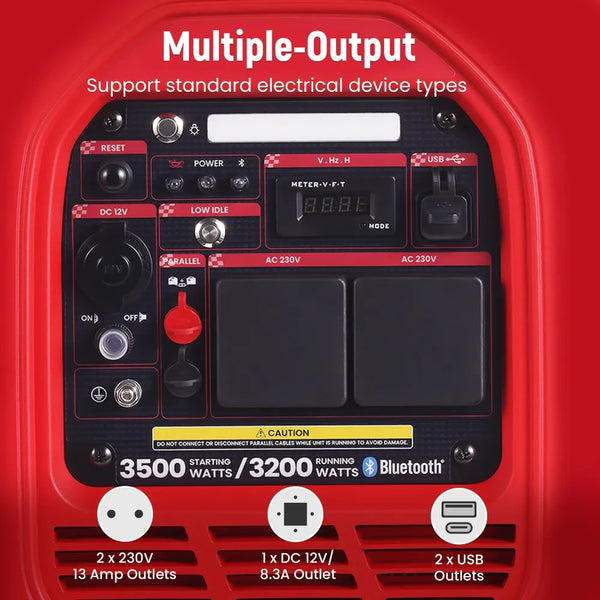 MXPR 3500W Portable Inverter Generator Quiet Camping Power Supply Digital Displa