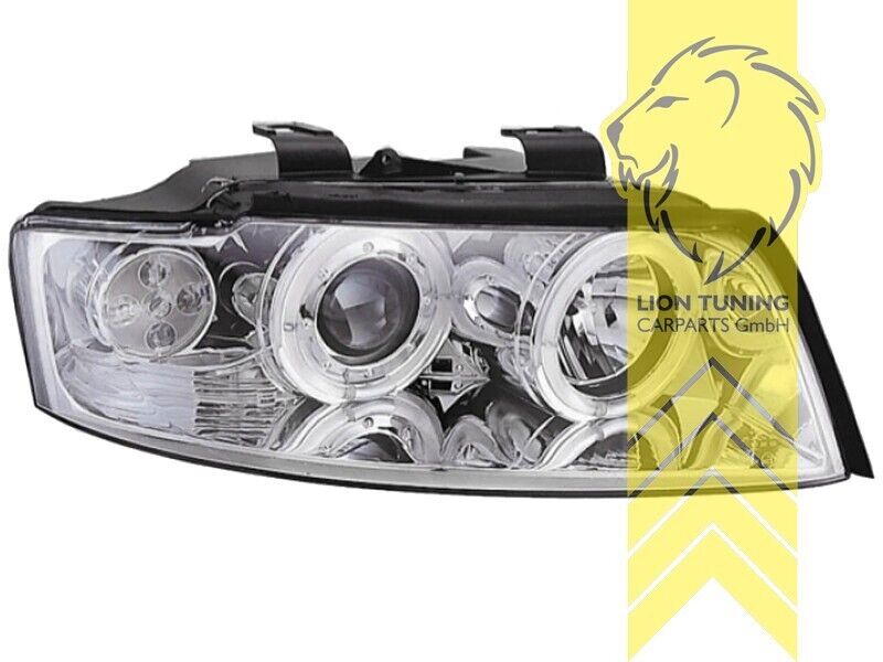 LT LED DRL Halo Headlights Audi A4 B6 8E Sedan Avant 00-04 H1 / H1 chrome LHD