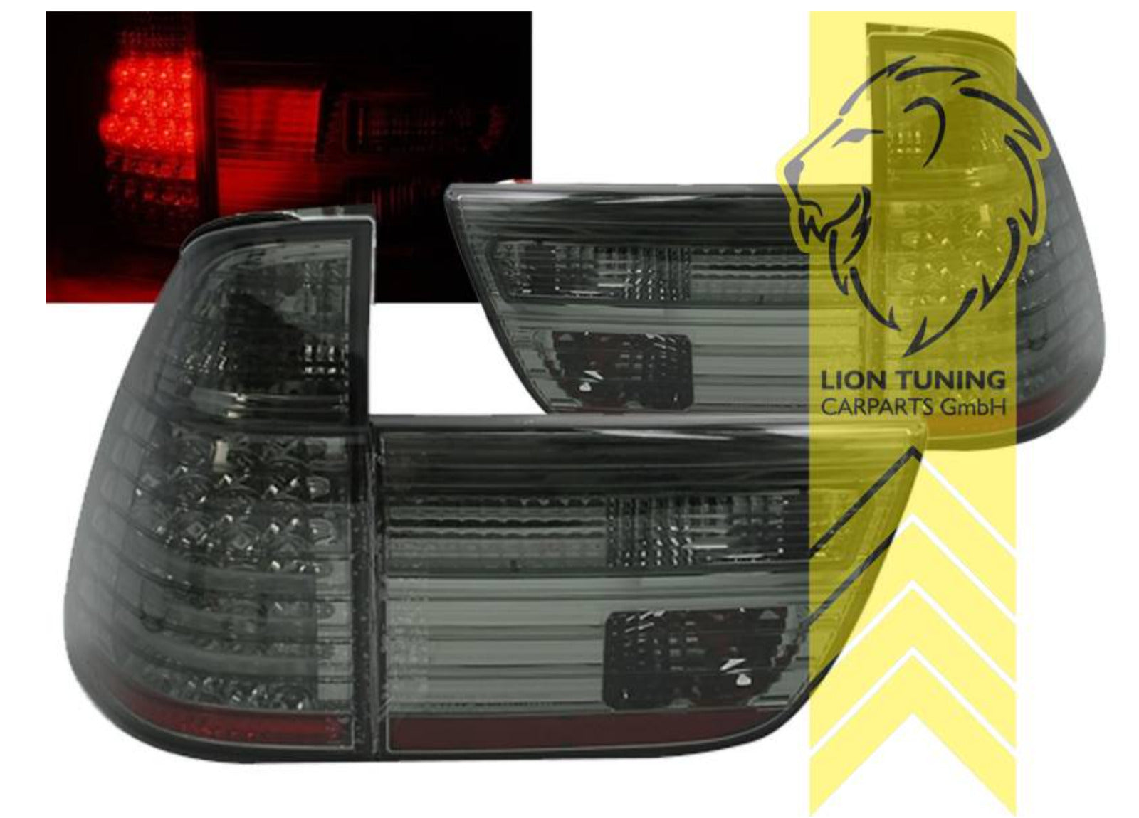 LT LED DRL Lightbar Pair Rear Lights BMW E53 X5 black smoke M Sport LHD