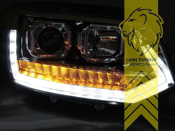 LT LED DRL Halo Lightbar Headlights VW T5 Bus Transporter Multivan chrome LHD