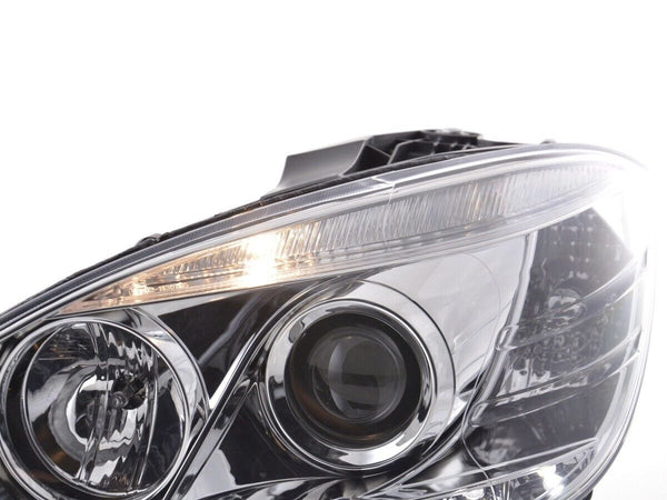 FK LED DRL Halo Lightbar Headlights Mercedes C-Class W204 07-10 Chrome LHD