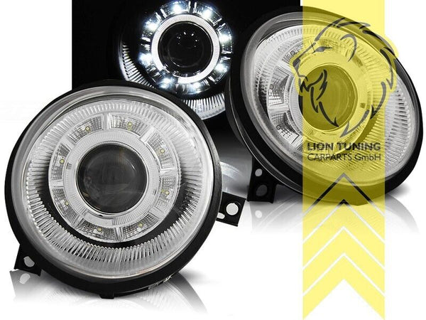 LT Pair LED DRL Lightbar Halo Ring Eye Headlights VW Lupo chrome LHD 6X1 6E1 98+