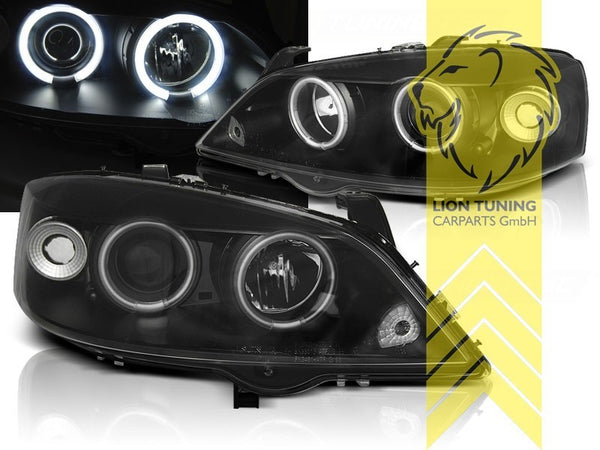 LT Pair LED DRL Halo Ring Headlights Opel Astra G black T98 F67 98-05 LHD