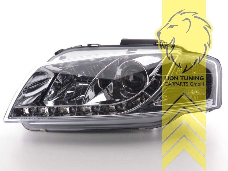 LT Pair LED DRL Halo Lightbar Headlights Audi A3 8P 8PA 03-08 H7 / H7 Chrome LHD