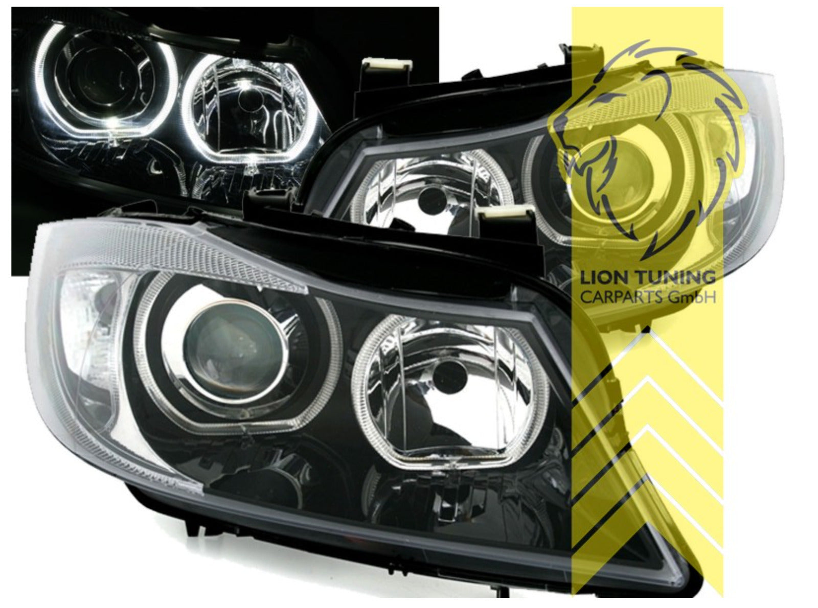 LT LED DRL Angel Eye Halo Ring Headlights BMW E90 Limo E91 Touring black LHD