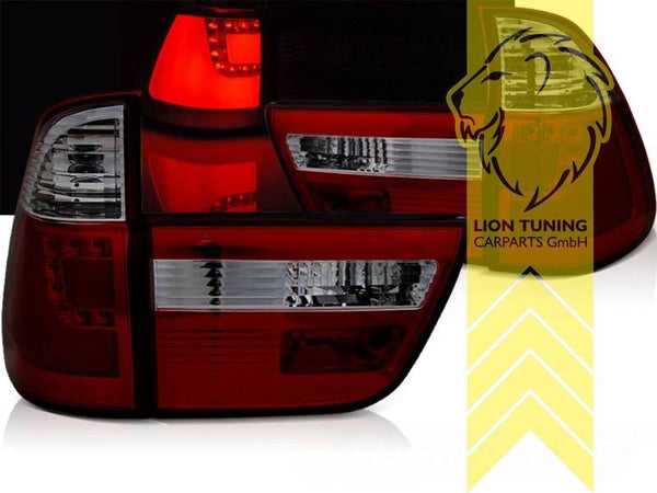 LT LED Lightbar DRL Rear Lights Tail Lamps BMW E53 00-03 X5 red smoke Black LHD