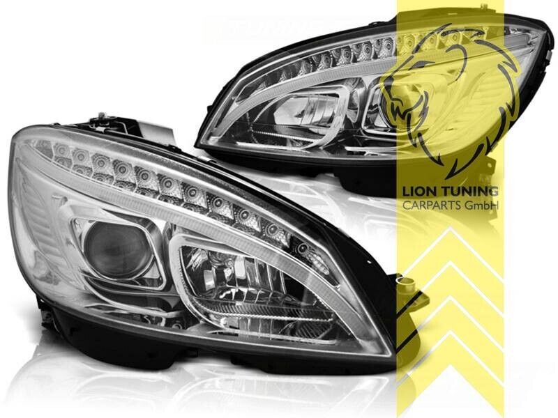 LT Pair LED DRL Lightbar Headlights Mercedes W204 S204 C-Class chrome 07-10 LHD