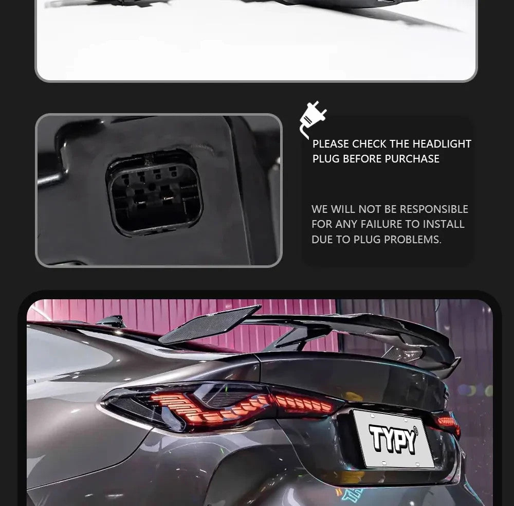 TYPY Pair 20-23 BMW 4 Series M4 Lightbar LED DRL Dynamic Rear Lights Tail Lamps