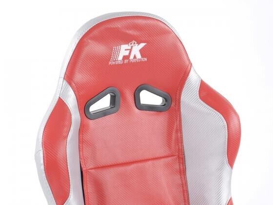 FK Pair Universal Car Van 4x4 Bucket Sports Seats Set - Grey & Red Carbon Weave