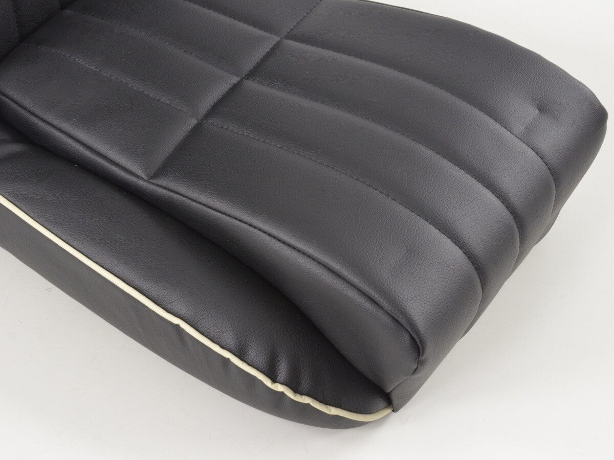 UK FK Pair Universal Fixed Back Classic Retro Bucket Seats Black White Piping