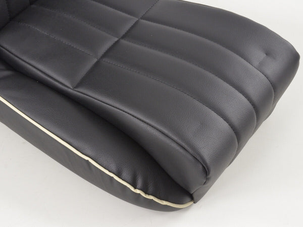 UK FK Pair Universal Fixed Back Classic Retro Bucket Seats Black White Piping