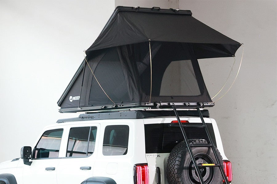 WEIER WERT-001S Vehicle Hard shell Triangle Roof Top Tent 2P Mattress Ladder LED