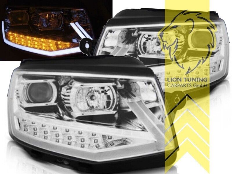 LT LED DRL Halo Headlights VW T6 15-19 Bus Transporter Multivan chrome LHD