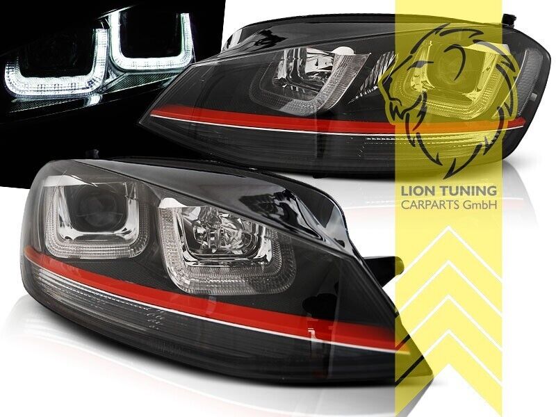 LT Pair LED DRL Headlights VW Golf 7 MK7 12-17 Limo Variant GTI Opt black LHD