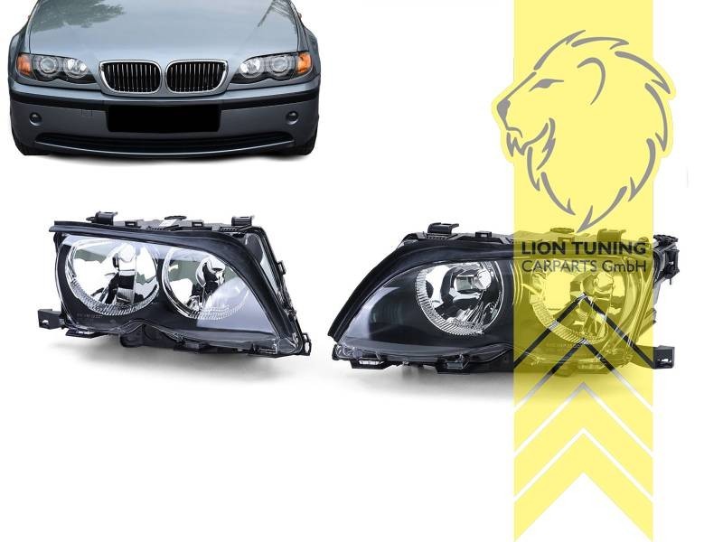 LT Halogen Halo Headlights Headlamps BMW E46 Sedan Touring Facelift black LHD